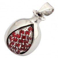 Gold Filled Rhodium Pomegranate Garnet Drop Pendant
